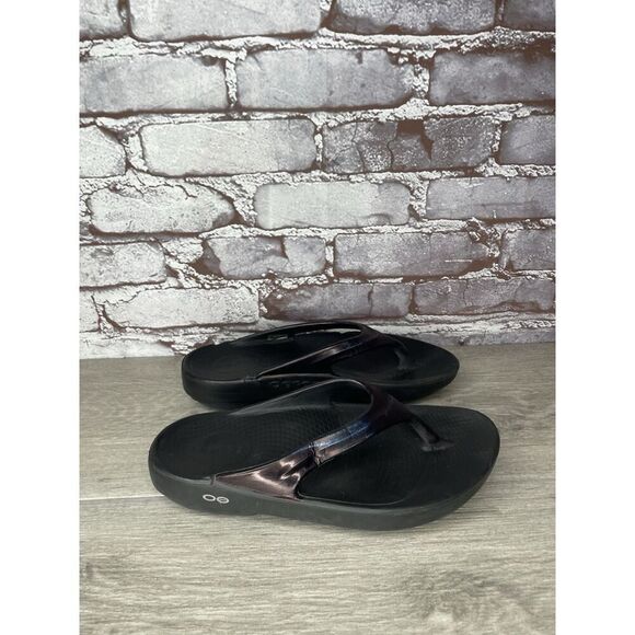 OOFOS OOlala Purple Metallic Recovery Flip Flop Sandals Women’s Sz 7.5M US/38EU - Picture 4 of 16